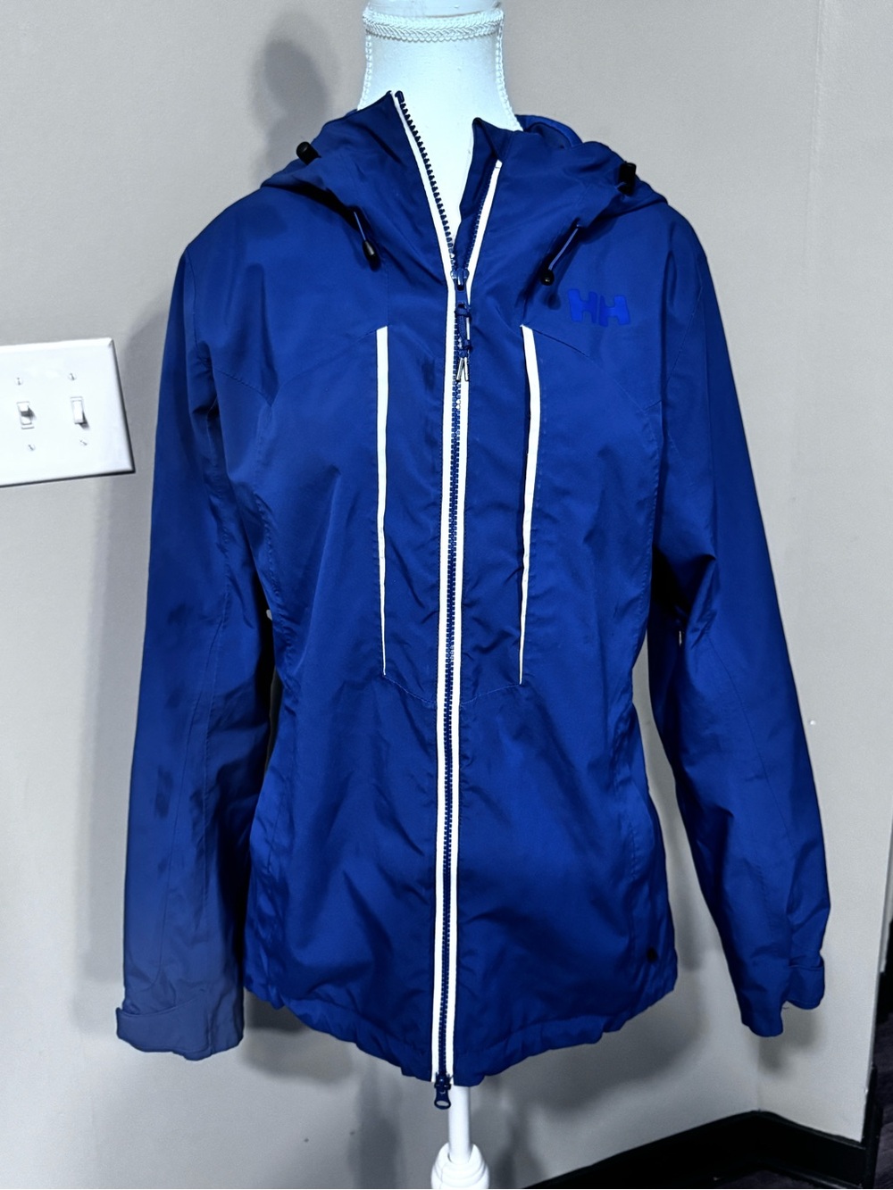 Helly Hansen Royal Blue Hooded Windbreaker with White Trim